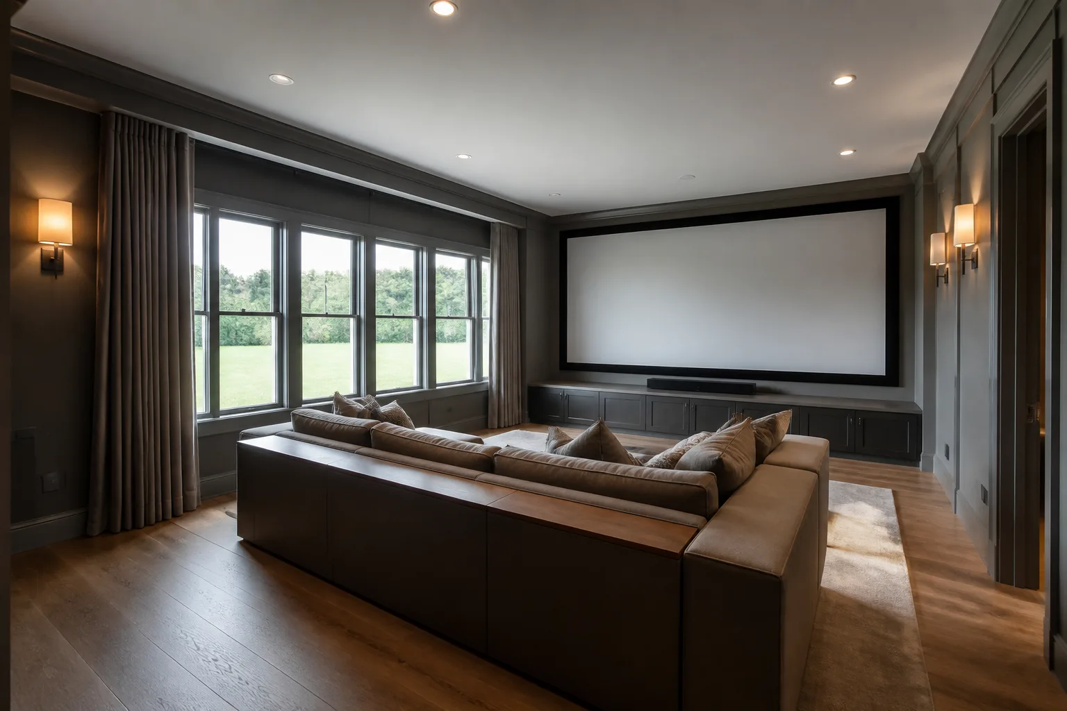 A walk-through media room, designed for it