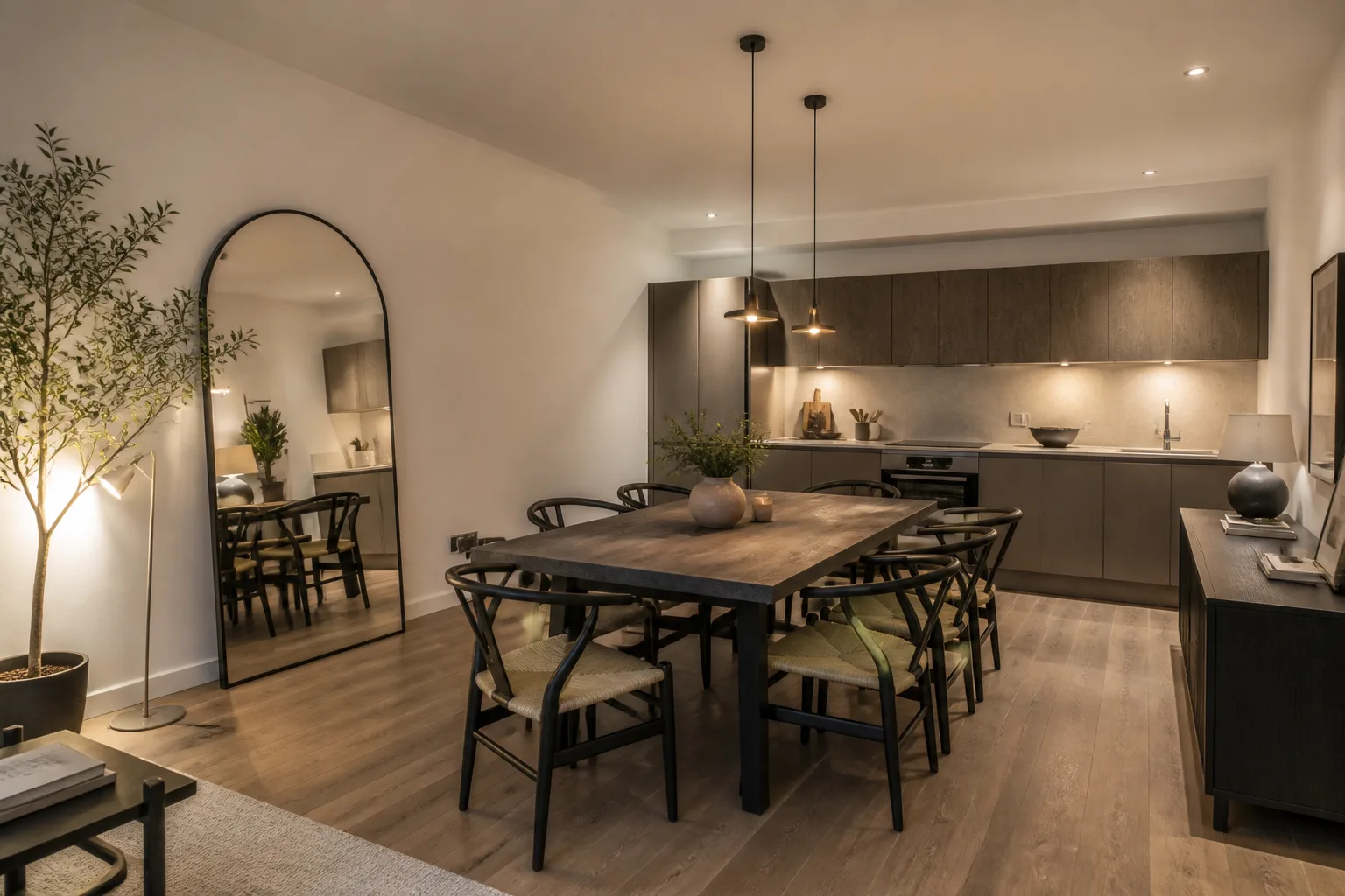 A windowless kitchen-diner, designed for it